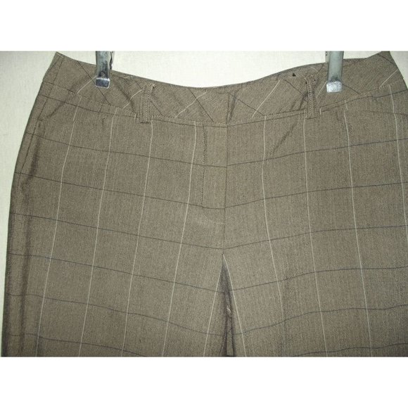 Worthington 14P x 20" Brown Plaid Mid Rise Cropped Cuffed Pants 14S capri crop - Picture 2 of 8